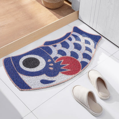 Feblilac Deep Blue Koinobori Carp Flag PVC Coil Door Mat