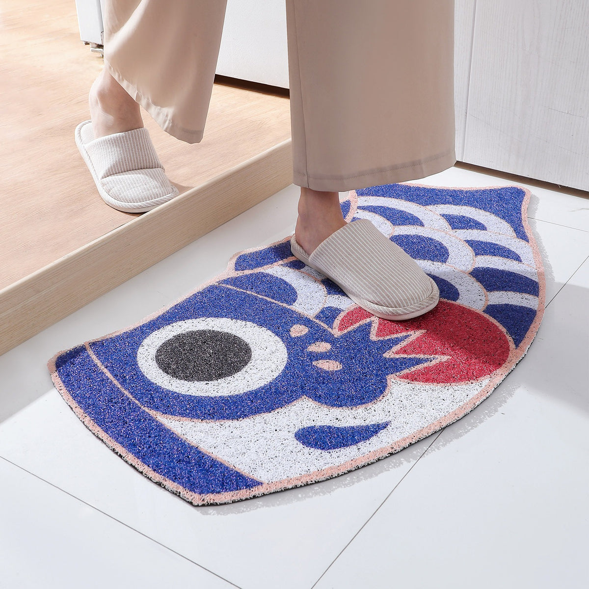 Feblilac Deep Blue Koinobori Carp Flag PVC Coil Door Mat