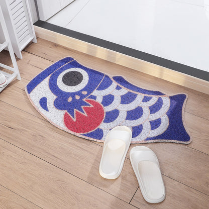 Feblilac Deep Blue Koinobori Carp Flag PVC Coil Door Mat