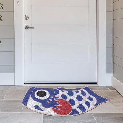 Feblilac Deep Blue Koinobori Carp Flag PVC Coil Door Mat