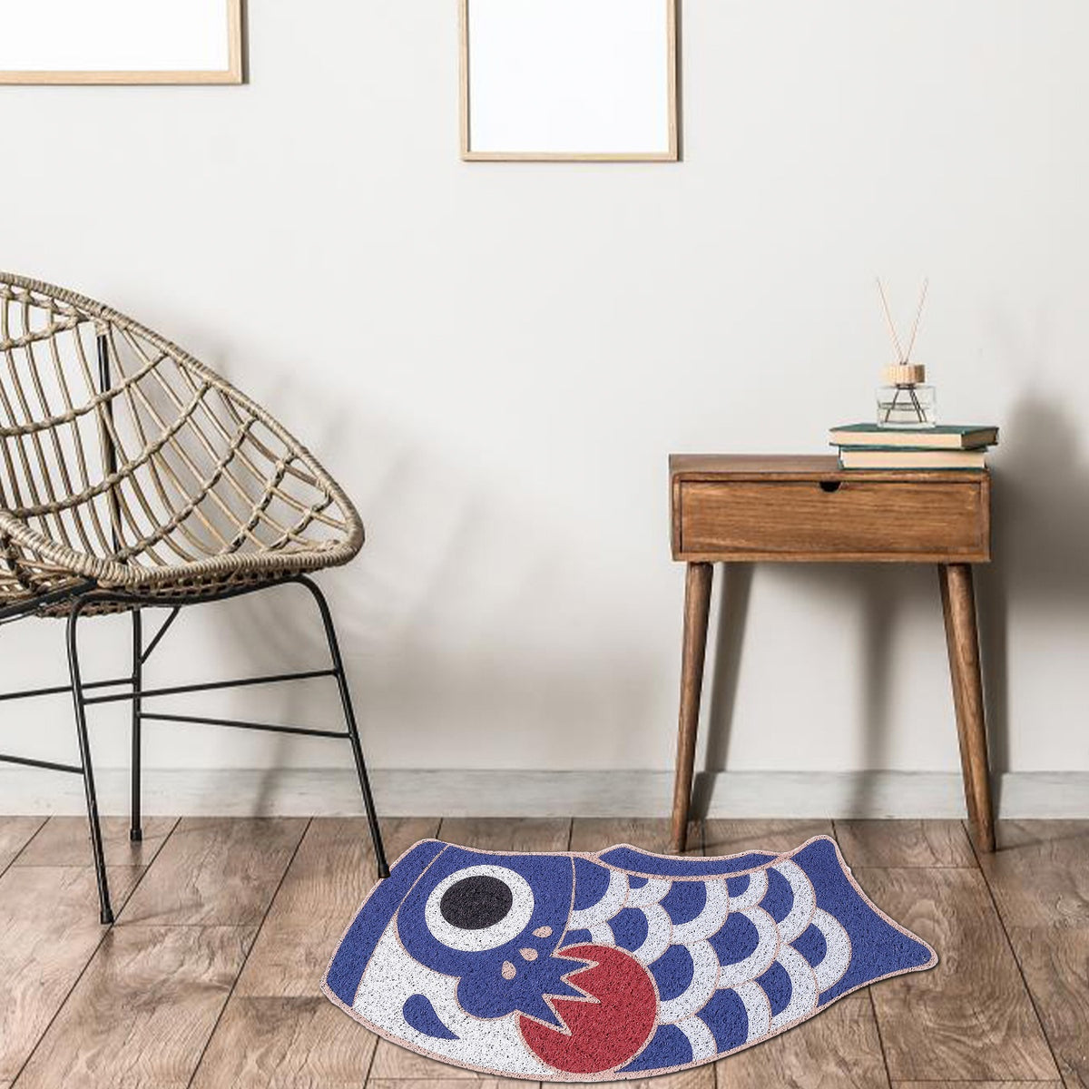 Feblilac Deep Blue Koinobori Carp Flag PVC Coil Door Mat
