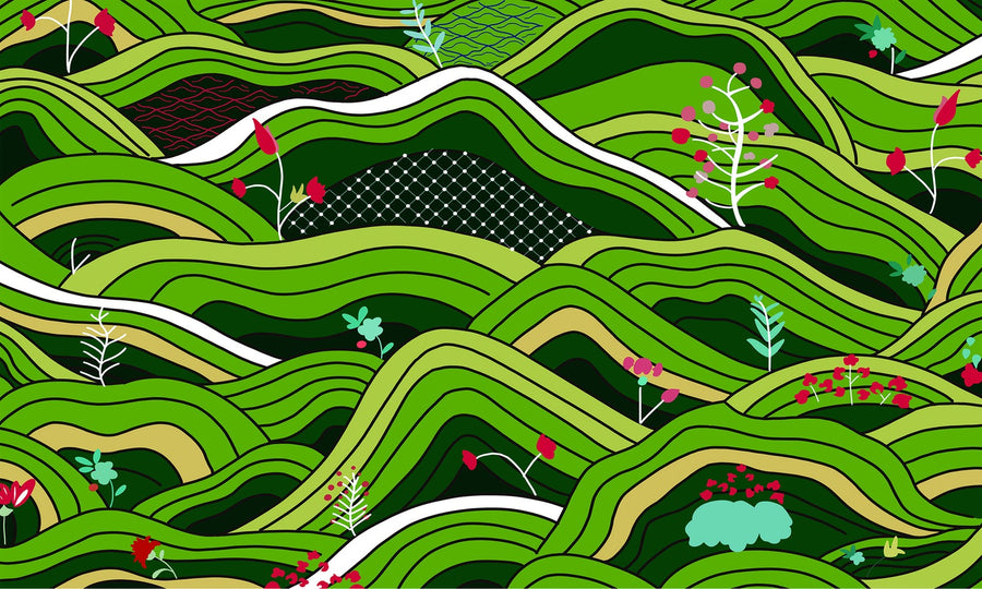 Feblilac Green Field PVC Coil Door Mat