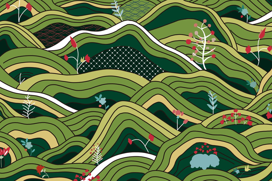 Feblilac Green Field PVC Coil Door Mat