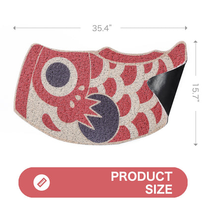 Feblilac Yellow and Red Koinobori Carp Flag PVC Coil Door Mat