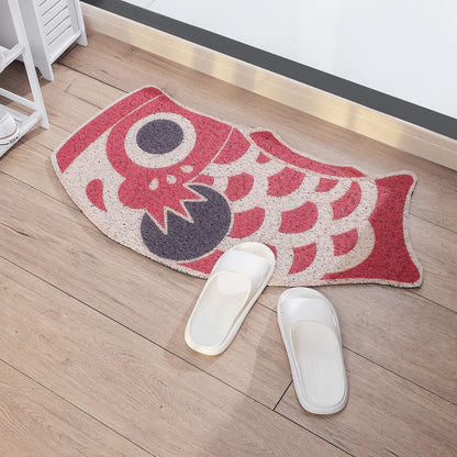 Feblilac Yellow and Red Koinobori Carp Flag PVC Coil Door Mat