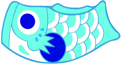 Feblilac Bright Blue Koinobori Carp Flag PVC Coil Door Mat