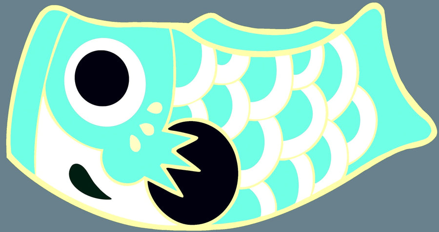 Feblilac Bright Blue Koinobori Carp Flag PVC Coil Door Mat