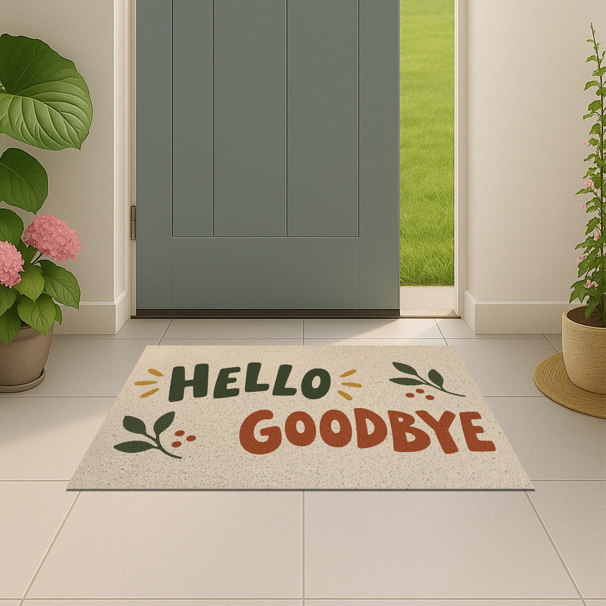 Feblilac Hello Goodbye PVC Coil Door Mat