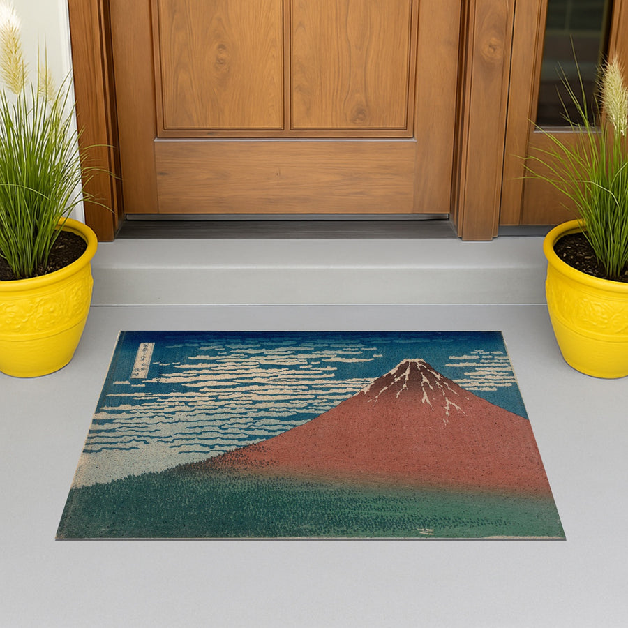 Feblilac Ukiyo-e Red Fuji PVC Coil Door Mat