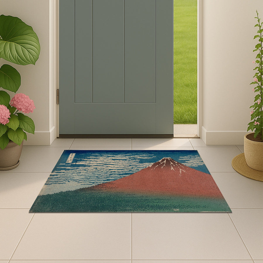 Feblilac Ukiyo-e Red Fuji PVC Coil Door Mat
