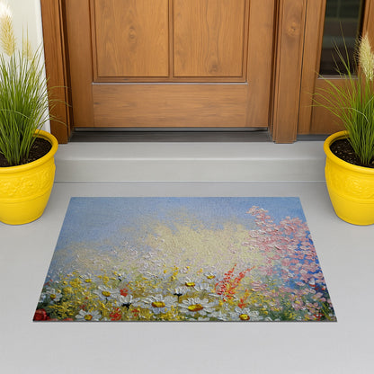 Feblilac Oil Painting White and Pink Blossoms PVC Coil Door Mat
