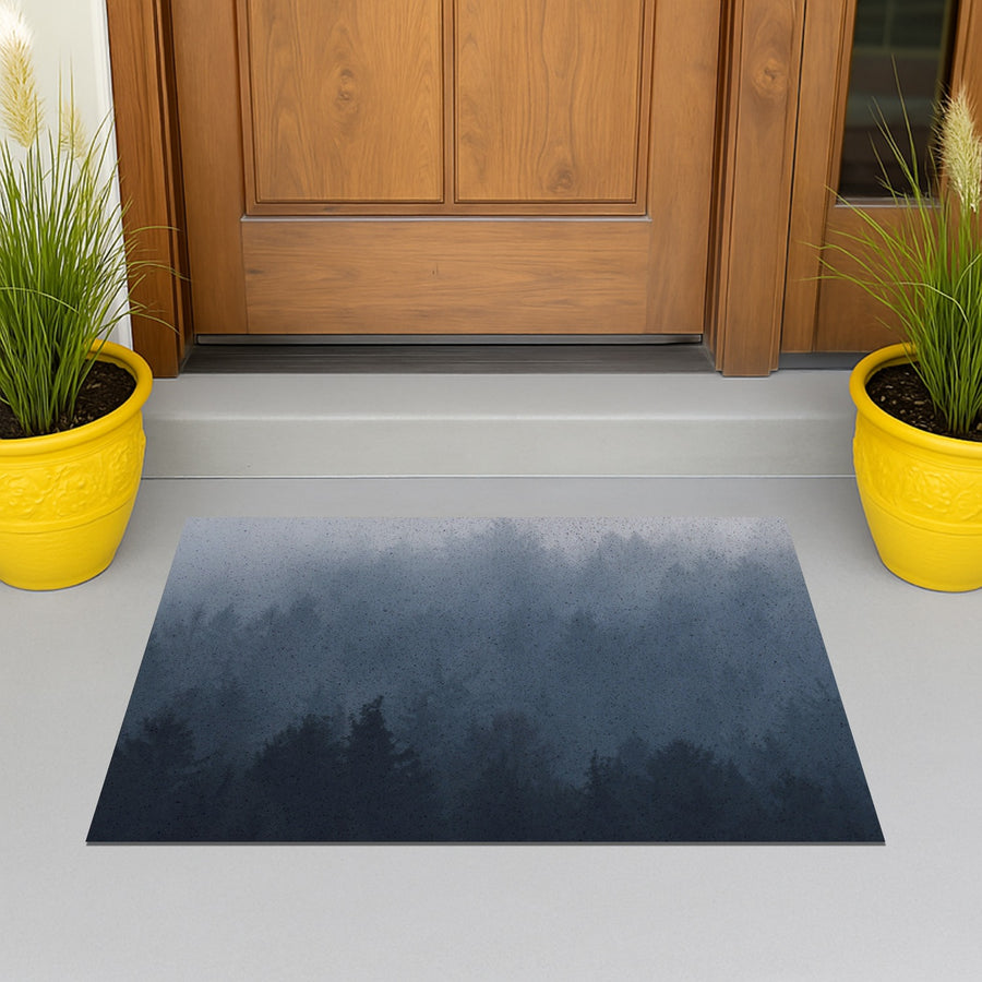 Feblilac Deep Blue Gradient Mountains PVC Coil Door Mat