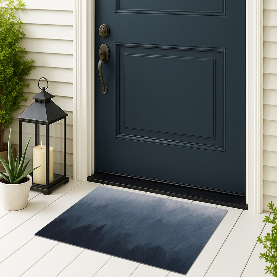 Feblilac Deep Blue Gradient Mountains PVC Coil Door Mat