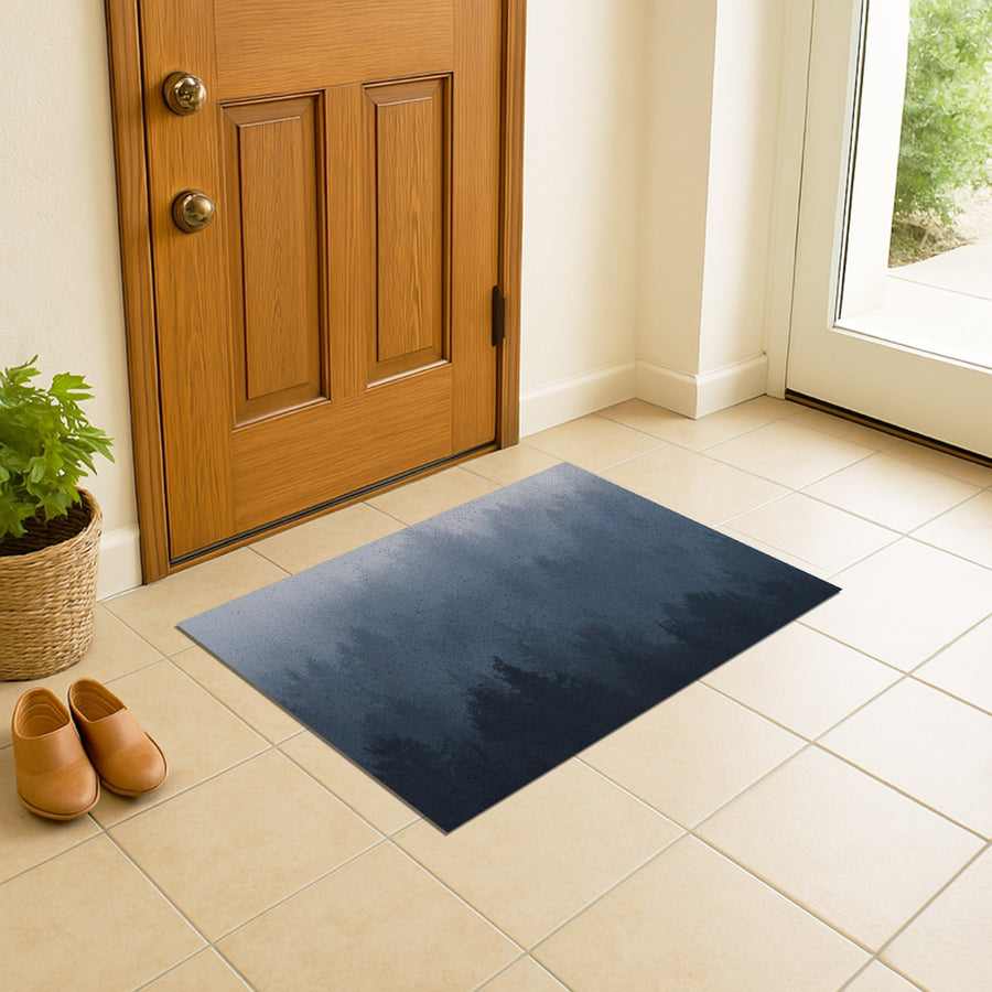 Feblilac Deep Blue Gradient Mountains PVC Coil Door Mat