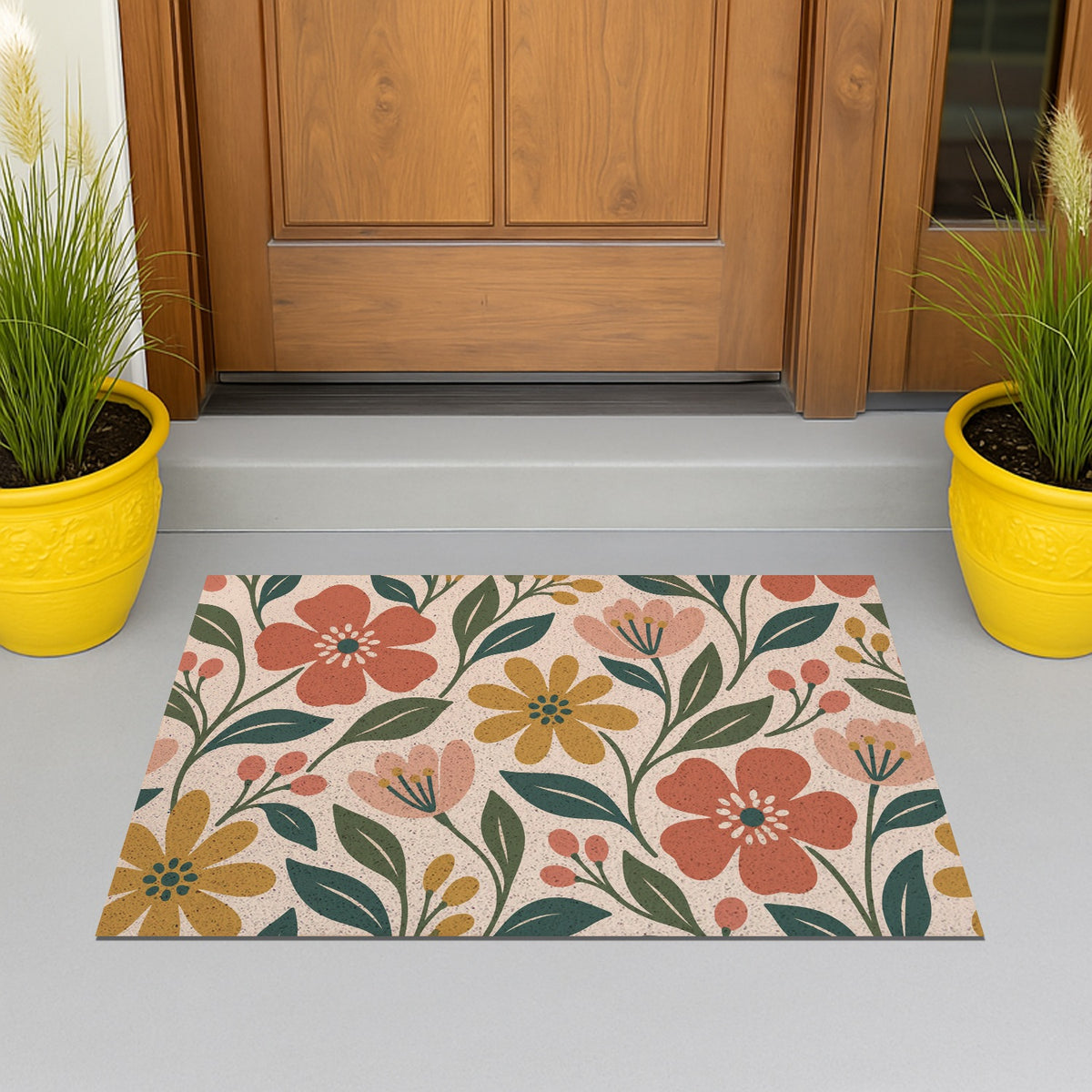 Feblilac Green Ground Orchid PVC Coil Door Mat
