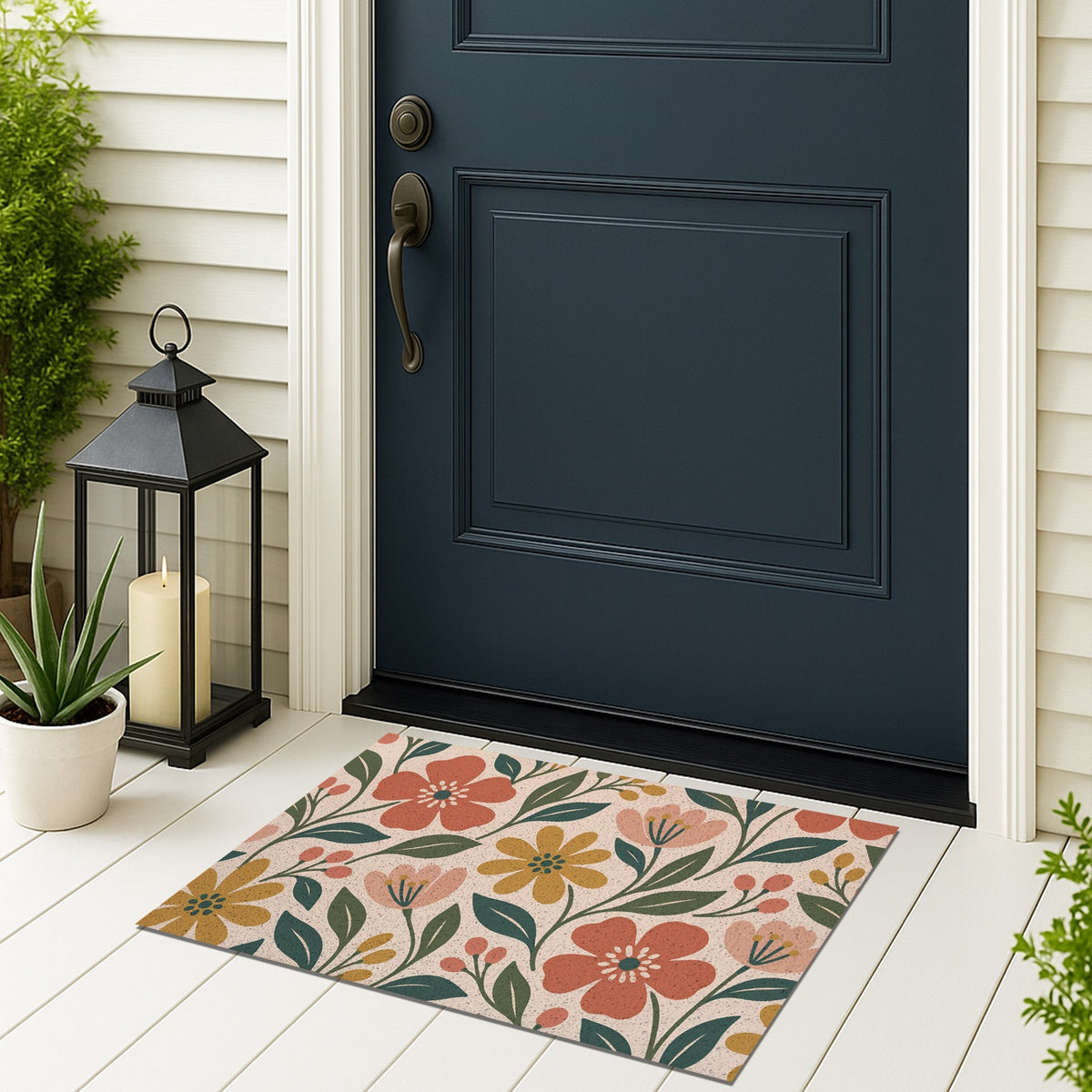 Feblilac Green Ground Orchid PVC Coil Door Mat