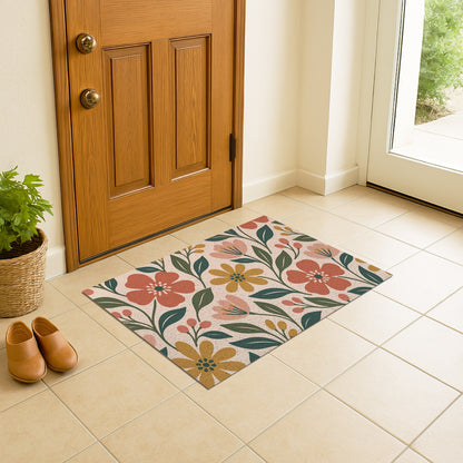 Feblilac Green Ground Orchid PVC Coil Door Mat