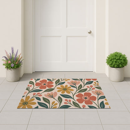 Feblilac Green Ground Orchid PVC Coil Door Mat