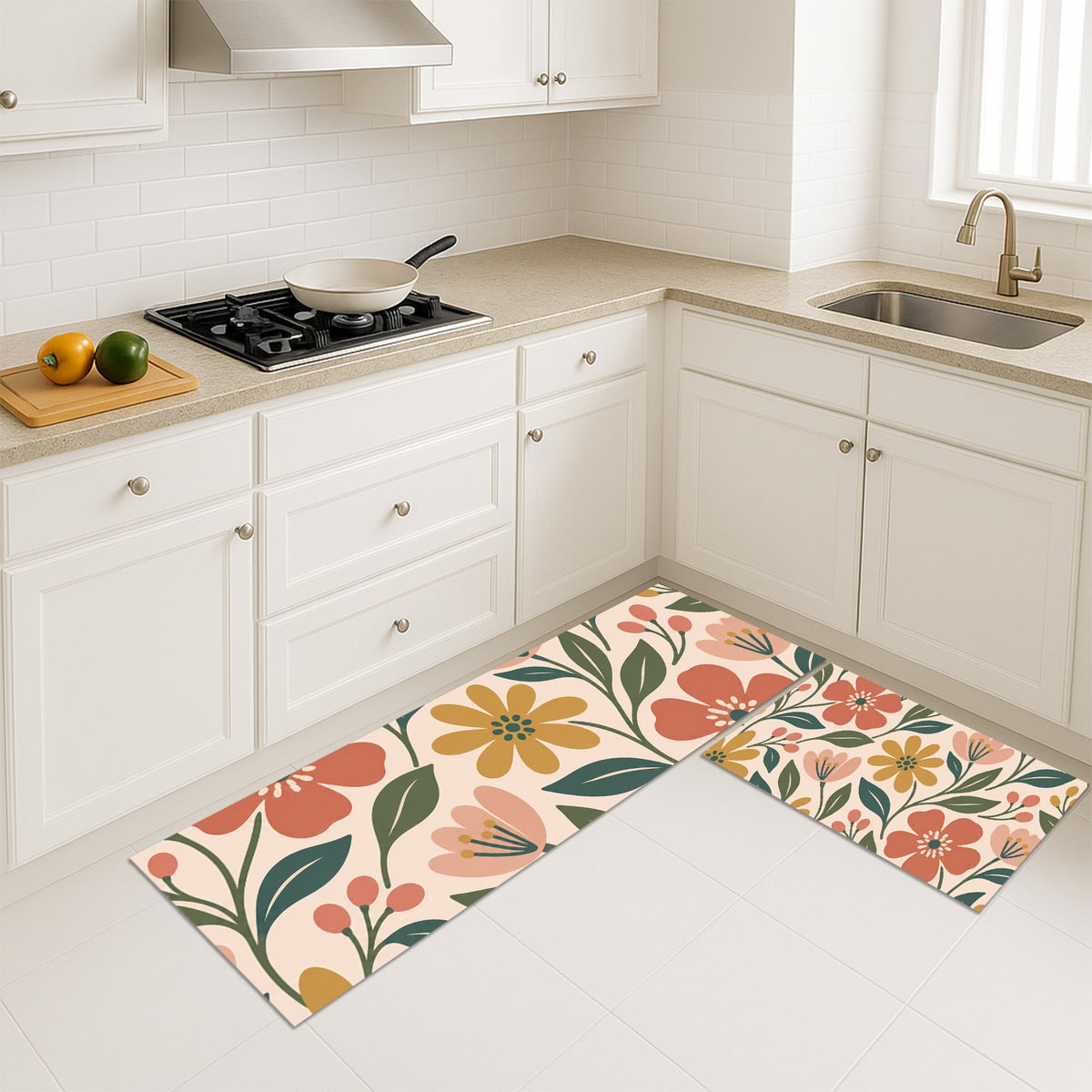 Feblilac Green Ground Orchid PVC Coil Door Mat