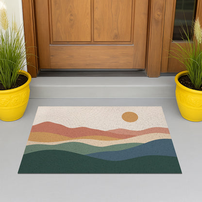 Feblilac Green Meadow Field PVC Coil Door Mat