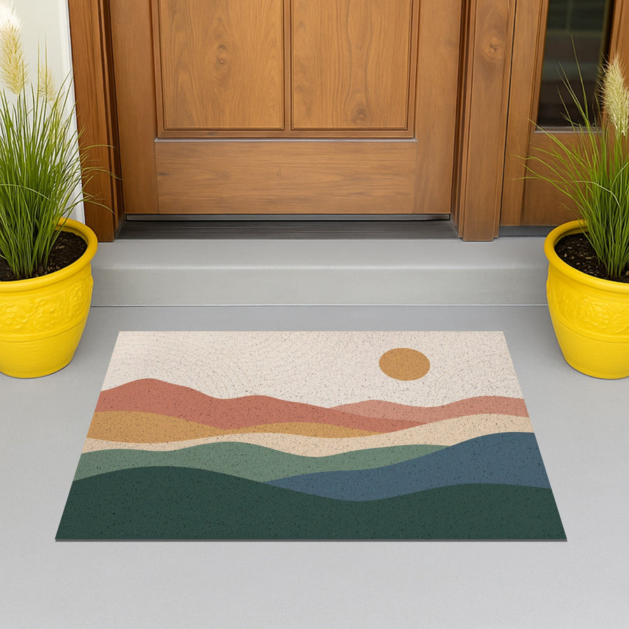 Feblilac Green Meadow Field PVC Coil Door Mat