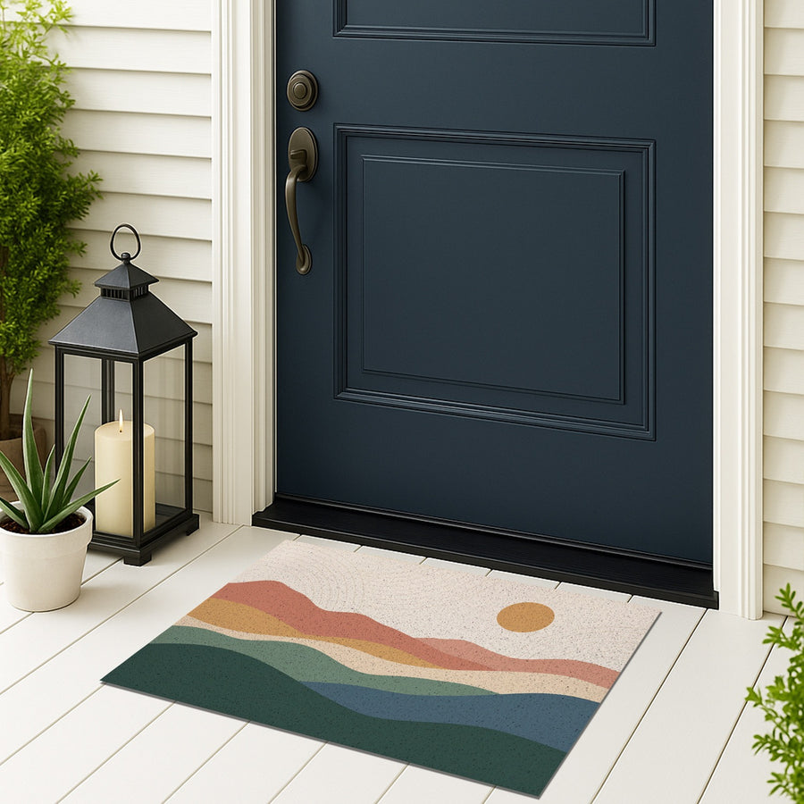 Feblilac Green Meadow Field PVC Coil Door Mat