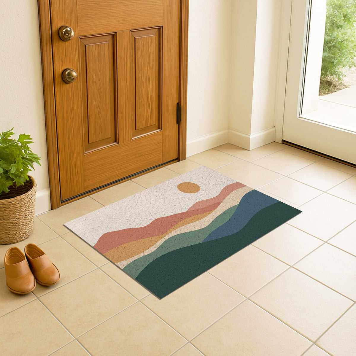 Feblilac Green Meadow Field PVC Coil Door Mat