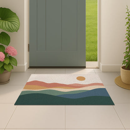 Feblilac Green Meadow Field PVC Coil Door Mat