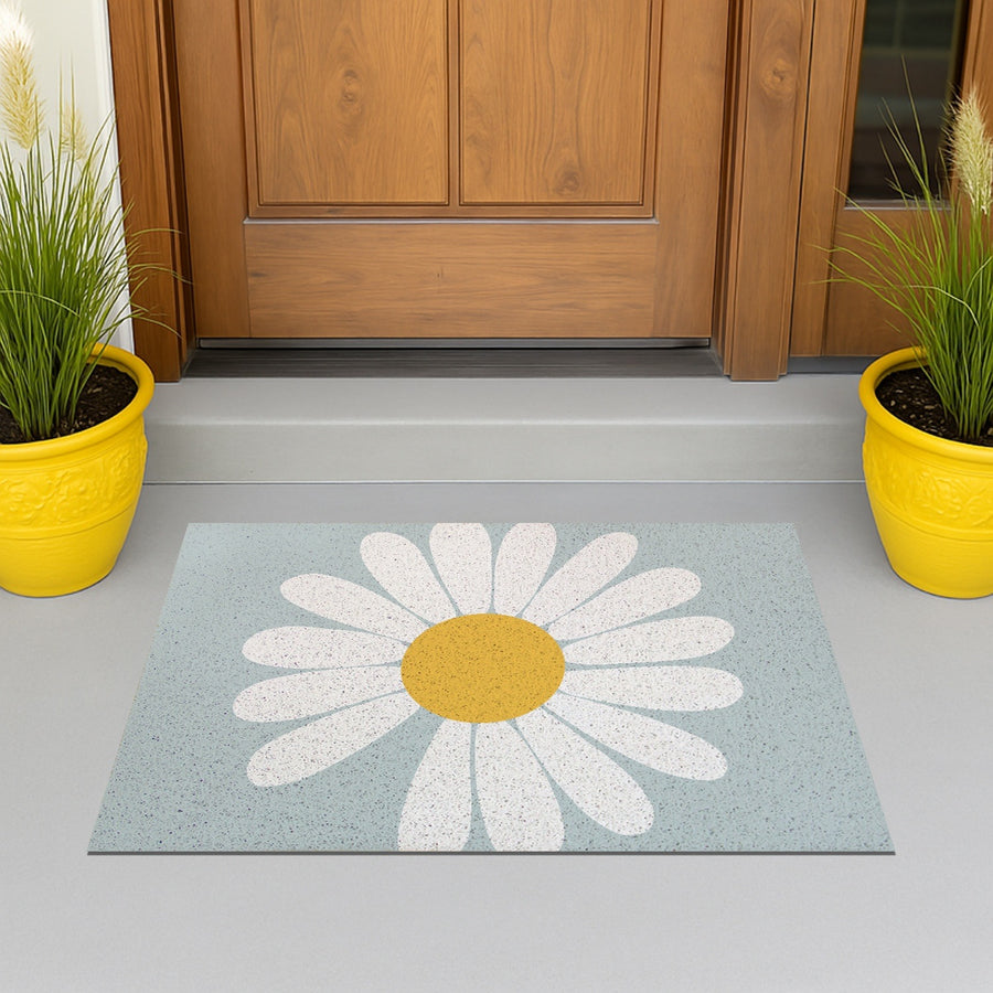 Feblilac Half Circle Daisy PVC Coil Door Mat