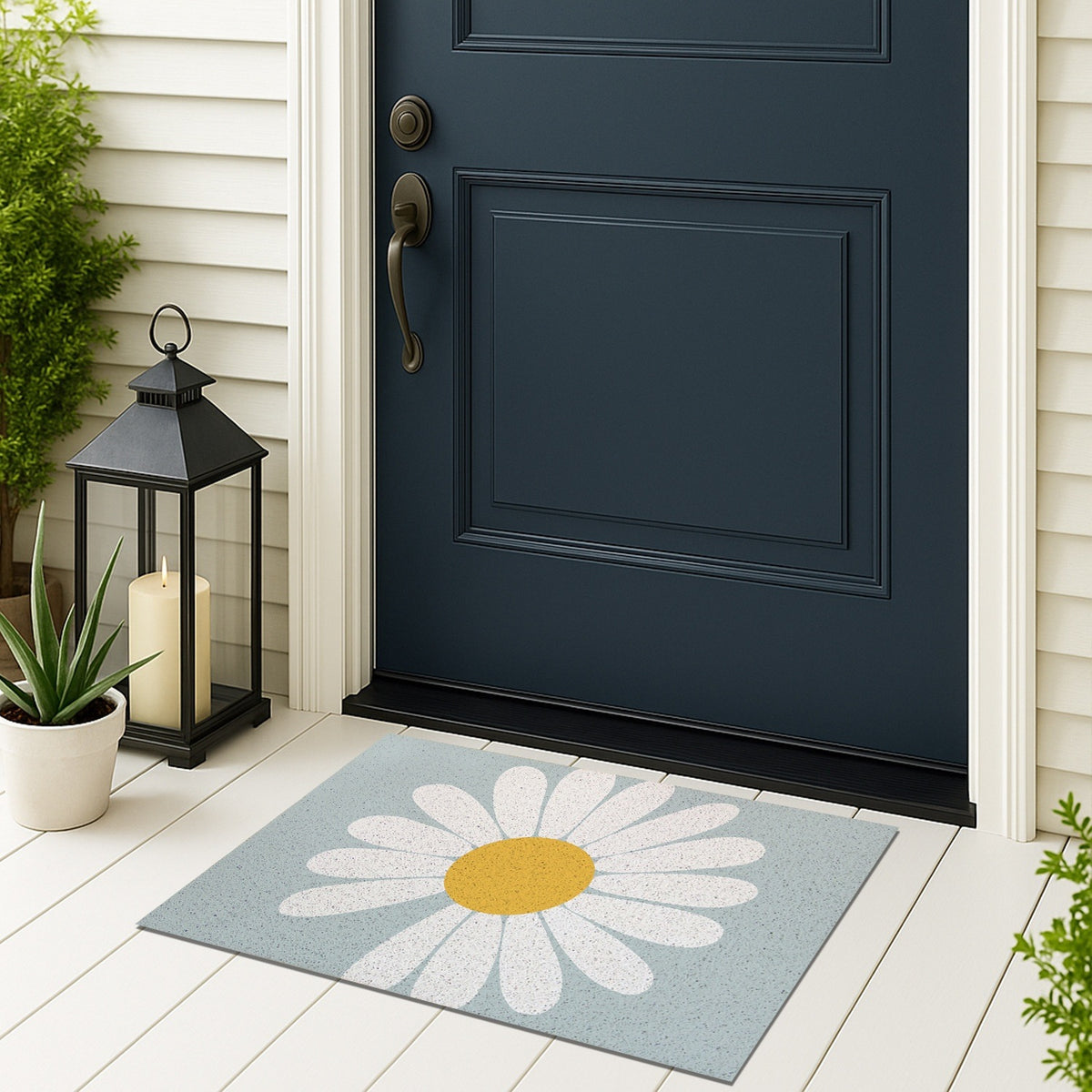 Feblilac Half Circle Daisy PVC Coil Door Mat