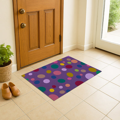 Feblilac Purple Polka Dot PVC Coil Door Mat