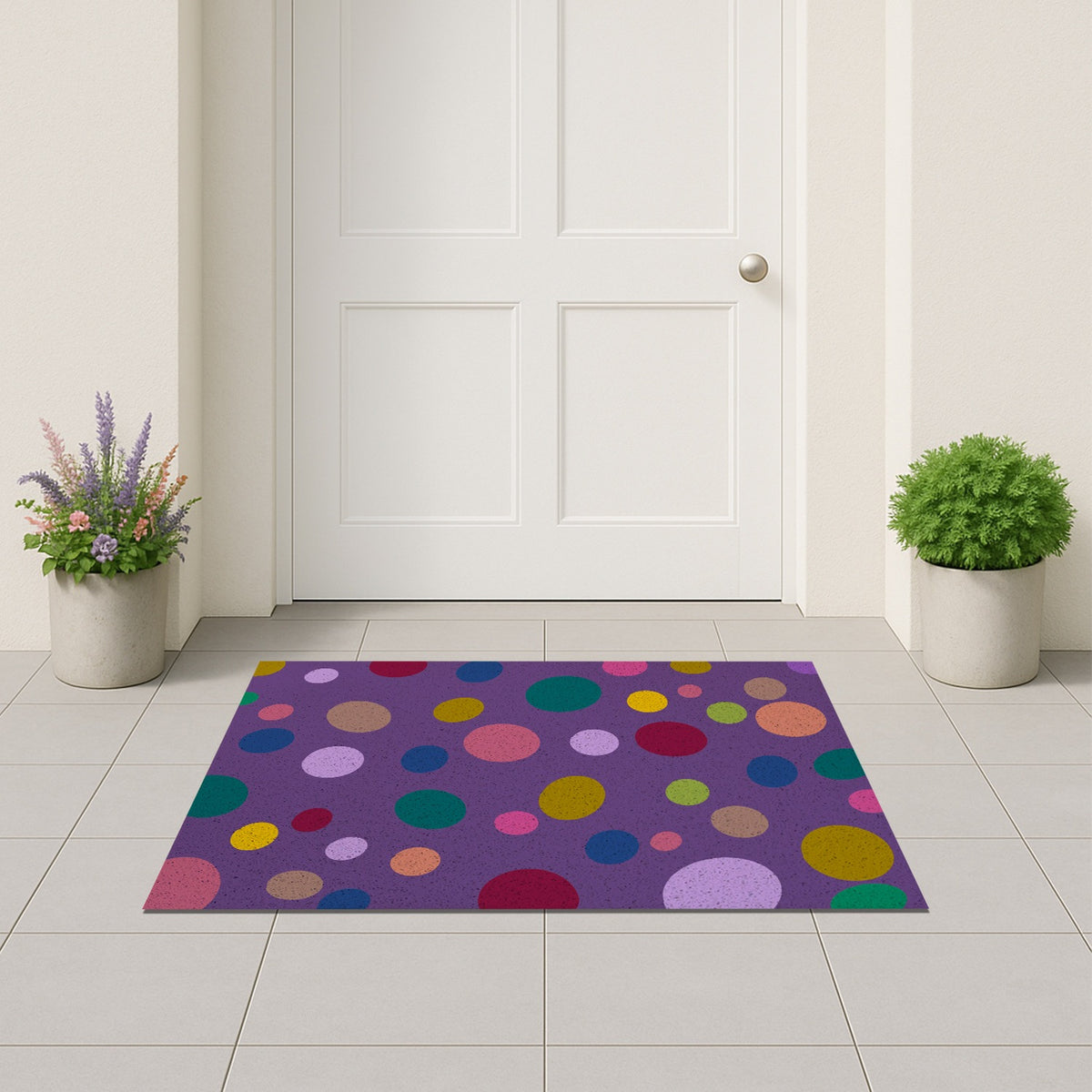 Feblilac Purple Polka Dot PVC Coil Door Mat