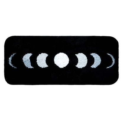 Feblilac Black Ground Moon Phases Runner PVC Coil Door Mat