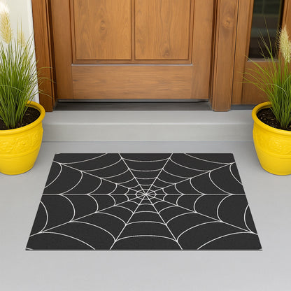 Feblilac Black and White Spider Web Coil PVC Coil Door Mat