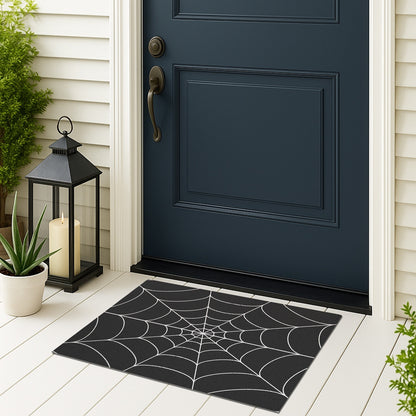 Feblilac Black and White Spider Web Coil PVC Coil Door Mat