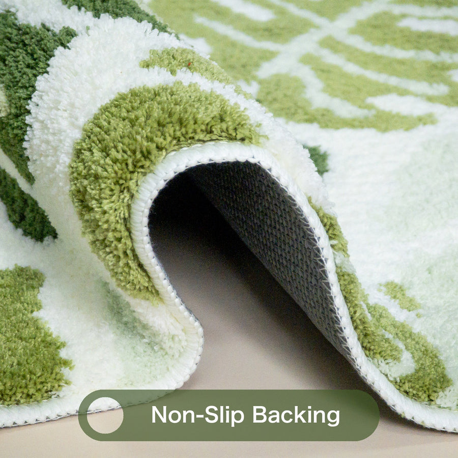 Feblilac Green Monstera Runner PVC Coil Door Mat