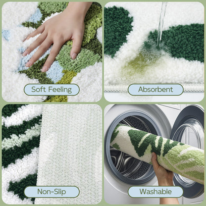 Feblilac Green Monstera Runner PVC Coil Door Mat