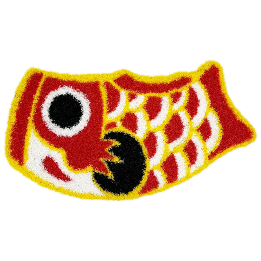 Feblilac Red and Blue Koinobori Carp Flag PVC Coil Door Mat
