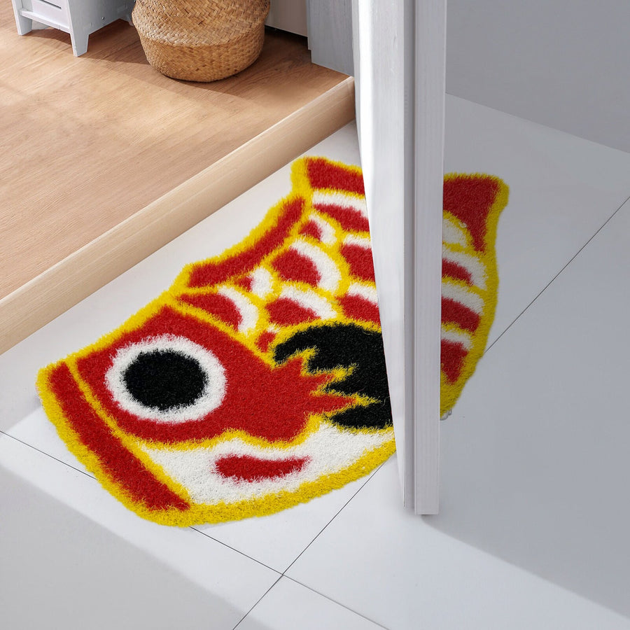 Feblilac Red and Blue Koinobori Carp Flag PVC Coil Door Mat