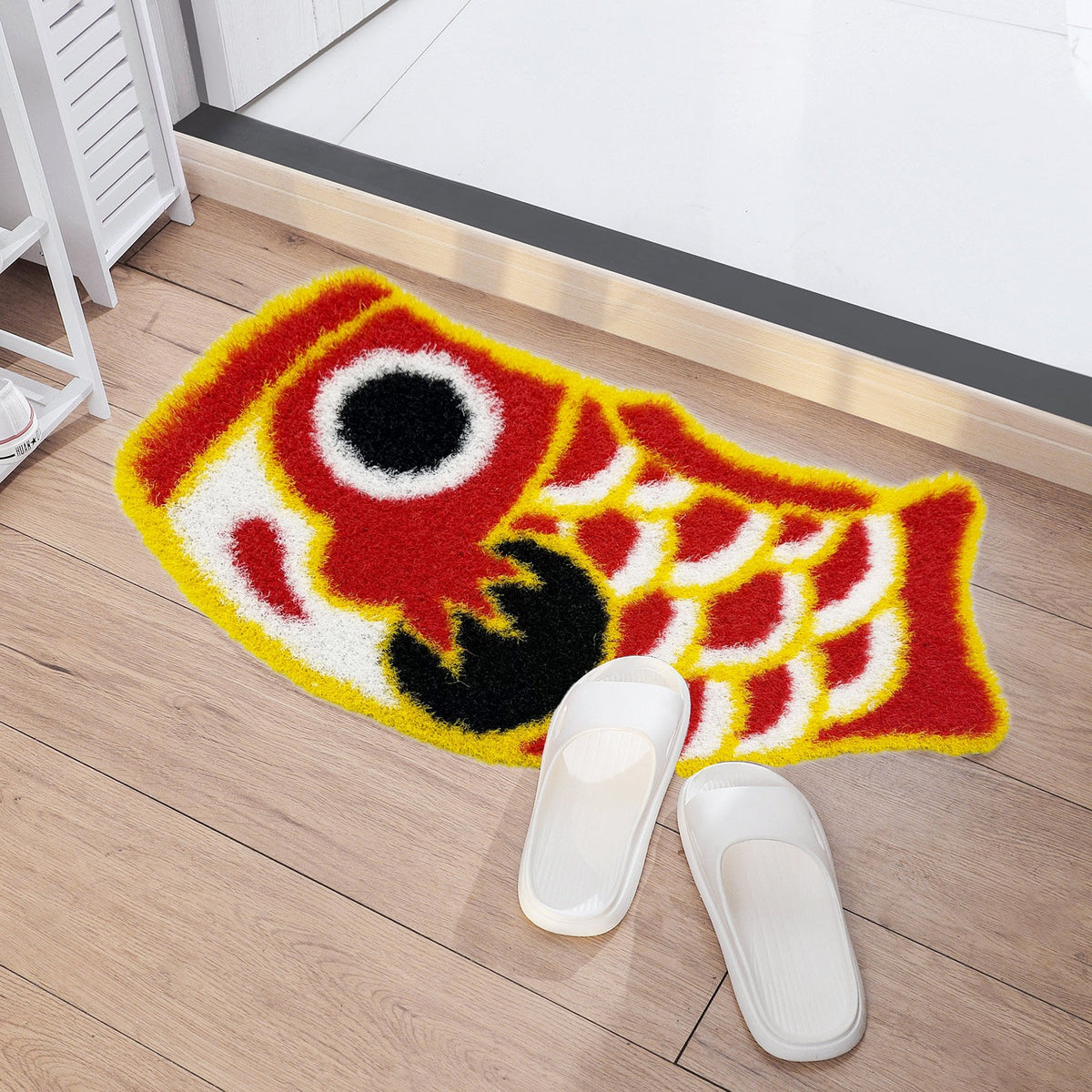 Feblilac Red and Blue Koinobori Carp Flag PVC Coil Door Mat