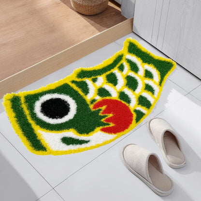 Feblilac Red and Blue Koinobori Carp Flag PVC Coil Door Mat