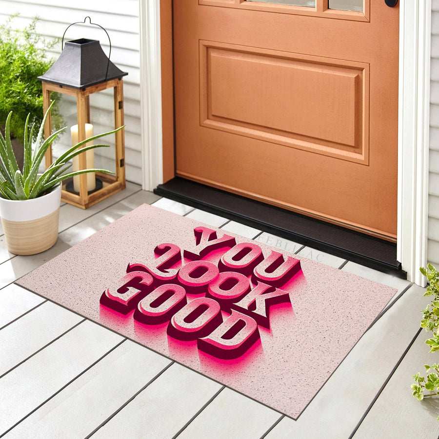 Feblilac Pink You Look Good PVC Coil Door Mat