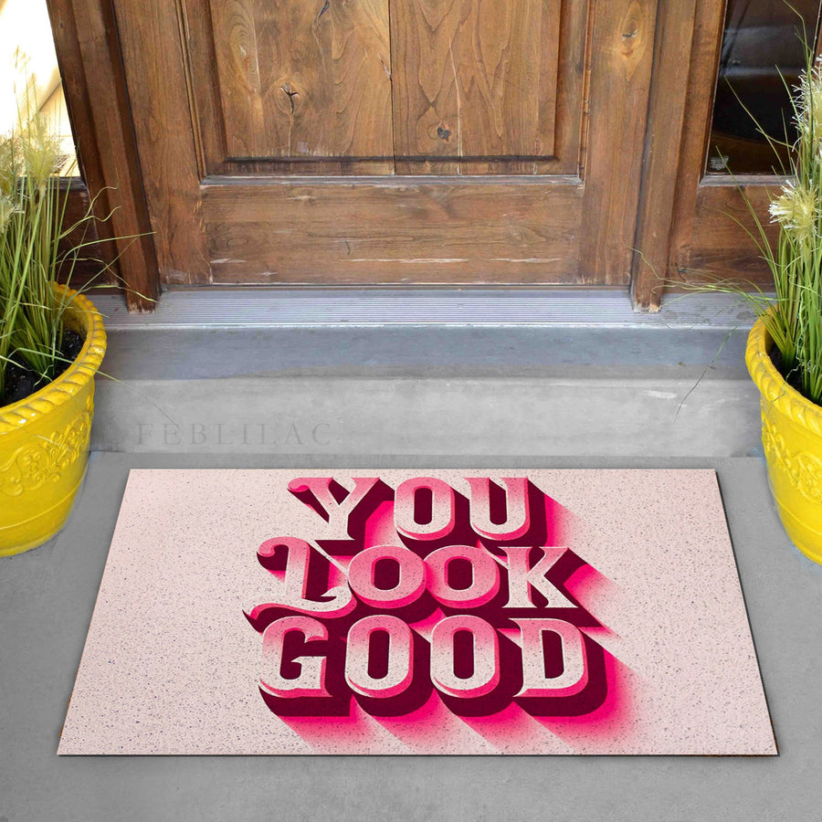 Feblilac Pink You Look Good PVC Coil Door Mat