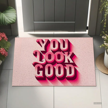Feblilac Pink You Look Good PVC Coil Door Mat