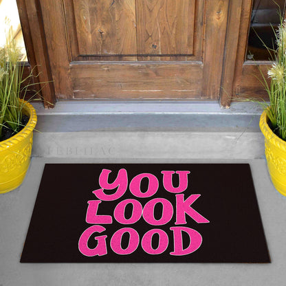 Feblilac Pink You Look Good Wide PVC Coil Door Mat