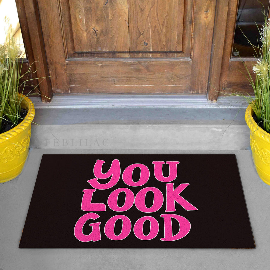 Feblilac Pink You Look Good Wide PVC Coil Door Mat