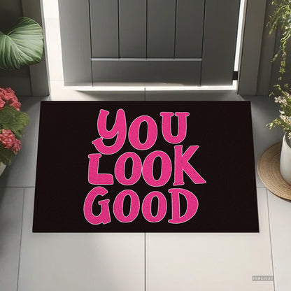 Feblilac Pink You Look Good Wide PVC Coil Door Mat