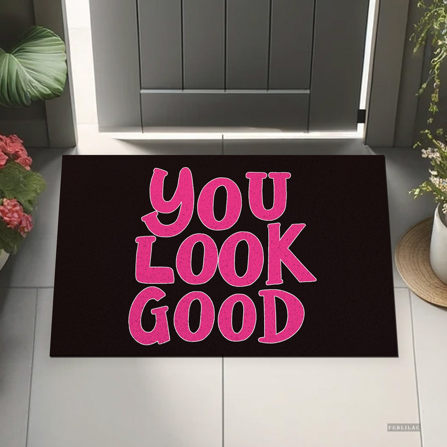 Feblilac Pink You Look Good Wide PVC Coil Door Mat