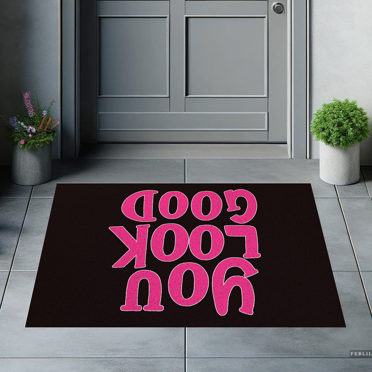 Feblilac Pink You Look Good Wide PVC Coil Door Mat