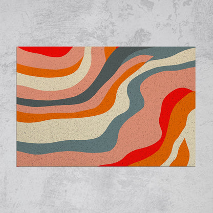 Feblilac Abstract Orange Lines PVC Coil Door Mat